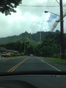 image of peaks from the road